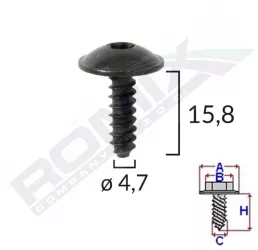Surub Fixare Elemente Roata Pentru Vag 4.7X15.8Mm - Negru Set 10 Buc 