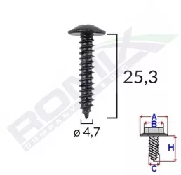 Surub Fixare Pentru Alfa Romeo/fiat 4.7X25.3Mm - Negru Set 10 Buc 