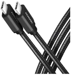 Cablu de date/incarcare AXAGON USB-C la USB-C 2.0 1m PD 240W 5A pentru transfer rapid matisat conector aluminiu BUCM2 CM10AB 
