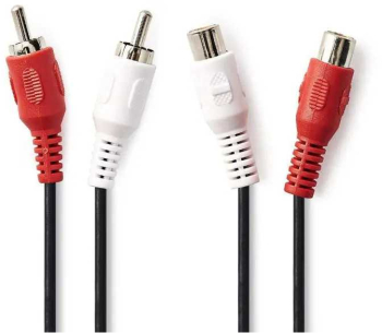 Cablu prelungitor audio stereo Nedis CAGP24205BK20 2x RCA tata - 2x RCA mama 2m negru 