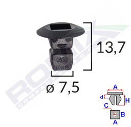 Clema Fixare Elemente Roata Pentru Grup Vag 7.5X13.7Mm Negru Set 10 Buc 