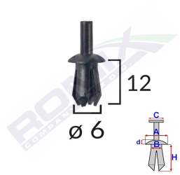 Clips Fixare Elemente Exterioare Pentru Opel 8X12Mm - Negru Set 10 Buc 