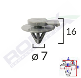 Clips Fixare Elemente Exterior Pentru Mini 7X16Mm Gri Set 5 Buc 