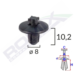 Clips Fixare Elemente Roata Pentru Citroen/peugeot 8X10.2 - Negru Set 10 Buc 