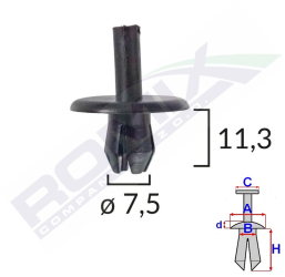 Clips Fixare Pentru Alfa Romeo/fiat 7.5X11.3Mm - Negru Set 10 Buc 