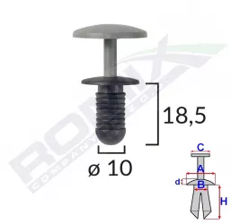 Clips Fixare Pentru Ford - 10X18.5Mm - Negru Set 10 Buc 
