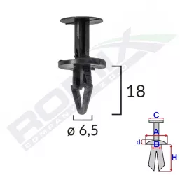Clips Fixare Pentru Ford Opel 6.5X18Mm Negru Set 10Buc 