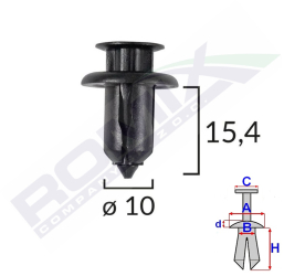 Clips Fixare Pentru Honda/mazda 10X15.4Mm - Negru Set 10 Buc 
