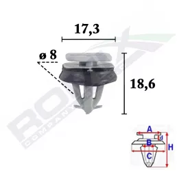 Clips Fixare Pentru IVeco Daily 2006 -8X18.6Mm Gri - Set 10 Buc 