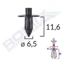 Clips Fixare Pentru Suzuki 6.5X11.6Mm - Negru Set 10 Buc 