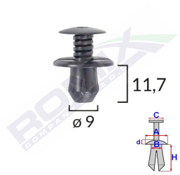 Clips Fixare Pentru Vw 9X11.7Mm - Negru Set 10 Buc 