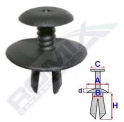 Clips Fixare Prag Pentru Grup Vag - Negru Set 10 Buc 