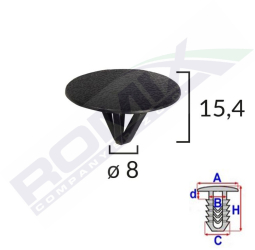 Clips Fixare Protectie Motor Pentru Hyundai Kia 8X15.4Mm Negru Set 10 Buc 