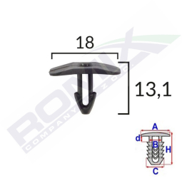 Clips Garnitura Pentru Citroen Fiat Peugeot 18X13.1Mm - Negru Set 10 Buc