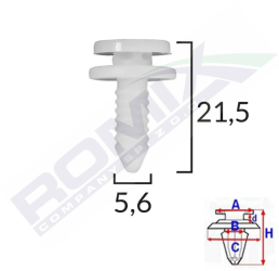 Clips Tapiterie Pentru Grup Vag 5.6X21.5Mm Alb Set 10 Buc 