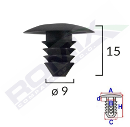 Clips Tapiterie Pentru Grup Vag 9X15Mm - Negru Set 10 Buc