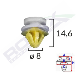 Clips Tapiterie Pentru Land Rover Opel Renault 8X14.6Mm - Alb Set 10 Buc 