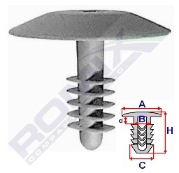 Clips Tapiterie Pentru Universal 10.6X12Mm - Gri Set 10 Buc 