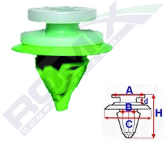Clips Tapiterie Pentrupentru Renault 8X19Mm - Verde Set 10 Buc 