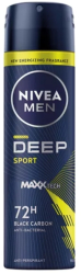 Deodorant spray Nivea Men Deep Sport cu formula Maxxtech si actiune 72 ore 150 ml 