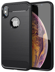 Husa Compatibila cu Apple iPhone XS Max Techsuit Carbon Silicone Negru 