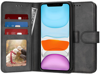 Husa Flip pentru Apple iPhone 11 tip portofel cu buzunare carduri si buzunar pentru bani - Marmalis Diary Book Negru 