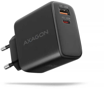 Incarcator retea AXAGON ACU-PQ45 1x QC4 USB-A 20W + 1x USB-C 45W PD3.0 QC4 Negru 