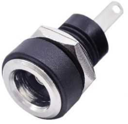 Mufa alimentare pe panou 5.5x2.5 mm DC negru cu filet lung si piulita GBC 29.0650.10 