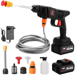 Pistol de spalat cu presiune fara fir 200W 240 L/h ABS si metal 10 metri 6000mAh 