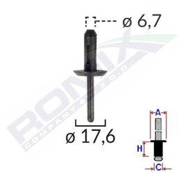 Popnit Plastic Universal 6.7X17.6Mm - Negru Set 10 Buc 