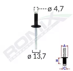 Popnit Universal Negru 4.7Mm Set 10 Buc 