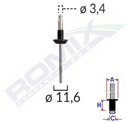 Popnit Volvo Universal 3.4X11.6Mm - Metalic Set 10 Buc 