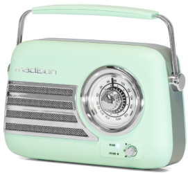 Radio Retro FM portabil Acumulator Li-Ion Bluetooth USB AUX Putere 30W 210 x 80 x 160mm Verde 