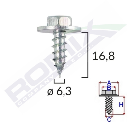 Surub Cu Saiba Universal 6.3X16.8Mm Set 10 Buc 