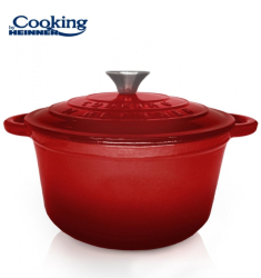 Oala din fonta emailata cu capac Cooking by Heinner 28x13 cm 6L rosie 