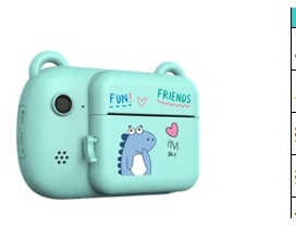Camera Instantanee pentru Copii Flippy cu Functie de Printare cablu USB-C Bluetooth compatibil iOS/Android Imprimare APP Model Dino Verde 