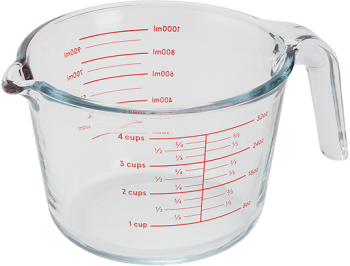 Cana gradata Judge Kitchen sticla borosilicata 1 l transparent/rosu 