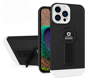 Husa Armor Design cu Stand pentru Samsung A22 5G Negru/Alb Suport Auto Magnetic Protectie Antisoc Flippy 
