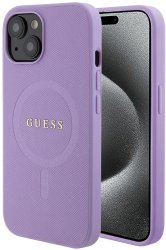 Husa pentru iPhone 15 Plus - Guess Saffiano MagSafe GUHMP15MPSAHMCU - Purple 