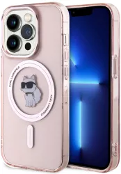 Husa pentru iPhone 15 Pro Max - Karl Lagerfeld IML MagSafe KLHMP15XHFCCNOP - Pink Choupette 