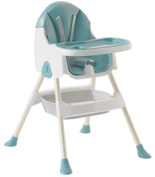 Scaun de Masa Pliabil 3in1 Flippy Reglabil Multifunctional 3 Pozitii Masuta si Husa Detasabile Centura de Siguranta Albastru 