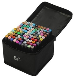 Set 100 Markere Duble Flippy pe Baza de Alcool Geanta Impermeabila Inclusa Culori Numerotate 17 x 17.5 x 13.7 cm Multicolor 
