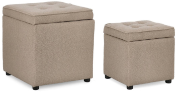 Set 2 tabureti textil taupe Derrick 35x35x35 cm 45x45x45 cm 