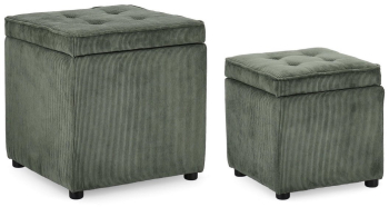 Set 2 tabureti textil verde Dylan 35x35x35 cm 45x45x45 cm 