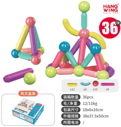 Set 36 de Piese Magnetice de Constructie Flippy Puzzle Forme 3 Ani ABS Magnet 18x6x16 cm Multicolor 