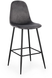 Set 4 scaune bar otel negru catifea gri Irelia 44x53x112 cm 