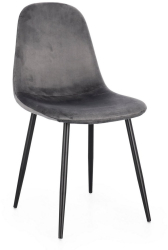 Set 4 scaune otel negru catifea gri Irelia 44x53x84 cm 