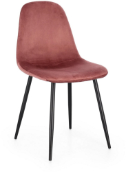 Set 4 scaune otel negru catifea roz Irelia 44x53x84 cm 