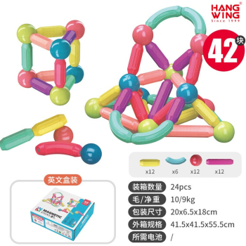 Set 42 de Piese Magnetice de Constructie Flippy Puzzle Forme 3 Ani ABS Magnet 20x6.5x18 cm Multicolor 