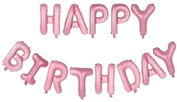 Set baloane folie Flippy Happy Birthday 40 cm roz deschis 